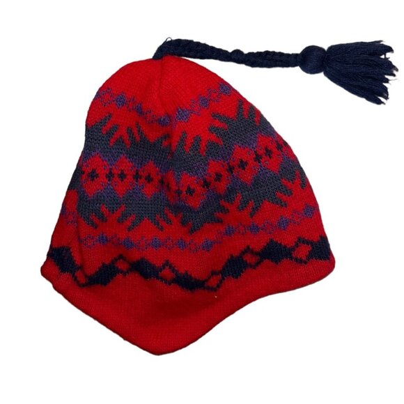 patagonia vintage classsic red blue Fair Isle Nordic Trappe wool fleece … - Picture 1 of 5